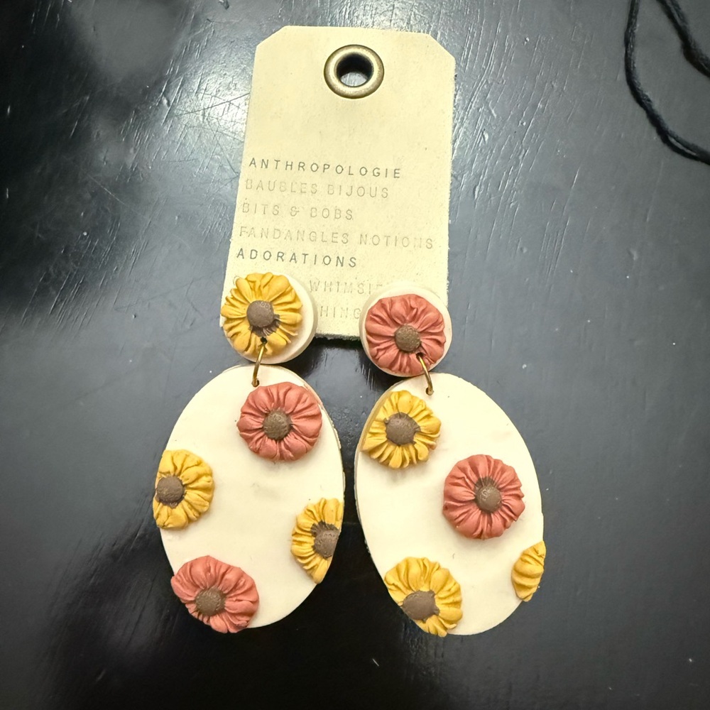 Handmade polymer clay floral fall statement earrings